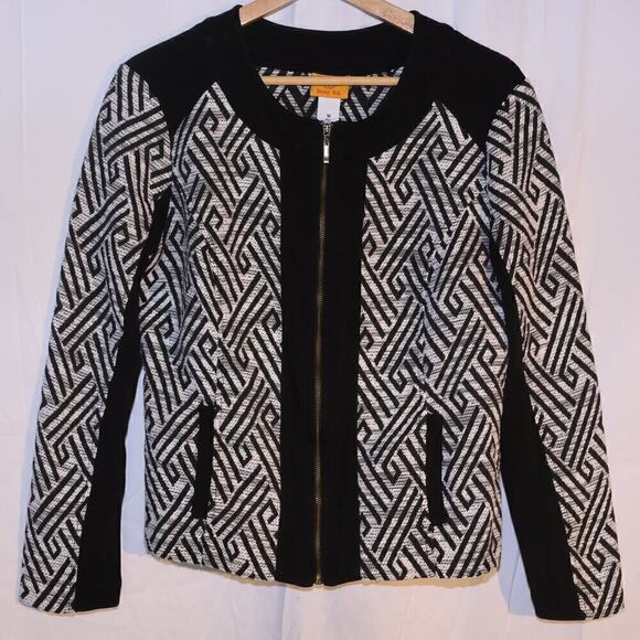 Ruby Road Size 10 Blazer Zip Front Black White Black Trim - Picture 6 of 14